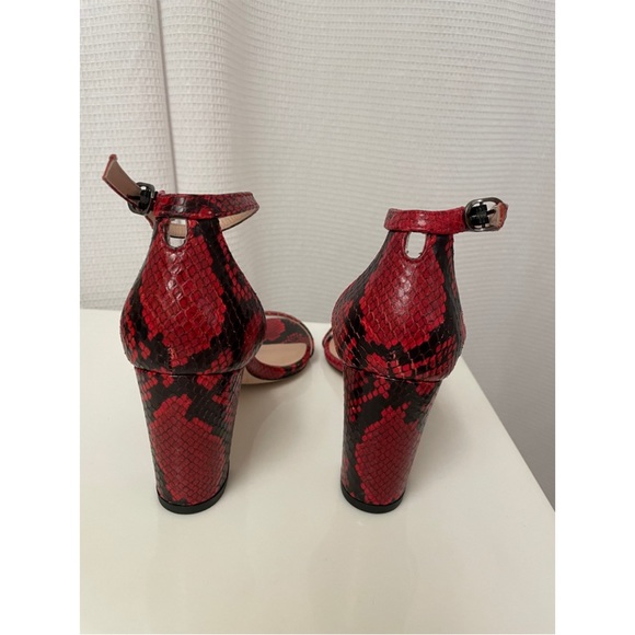 EUC Red & Black snakeskin sandals. Ankle strap closure. Sold with box. - Picture 7 of 8